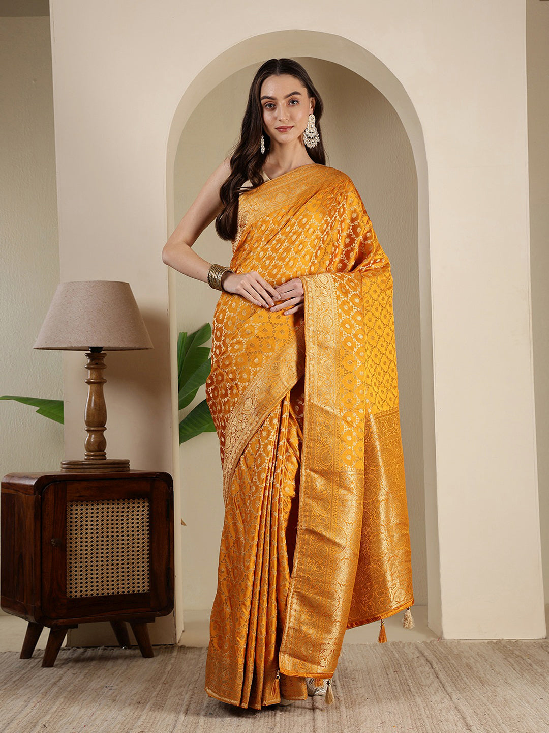 Woven Design Satin Saree