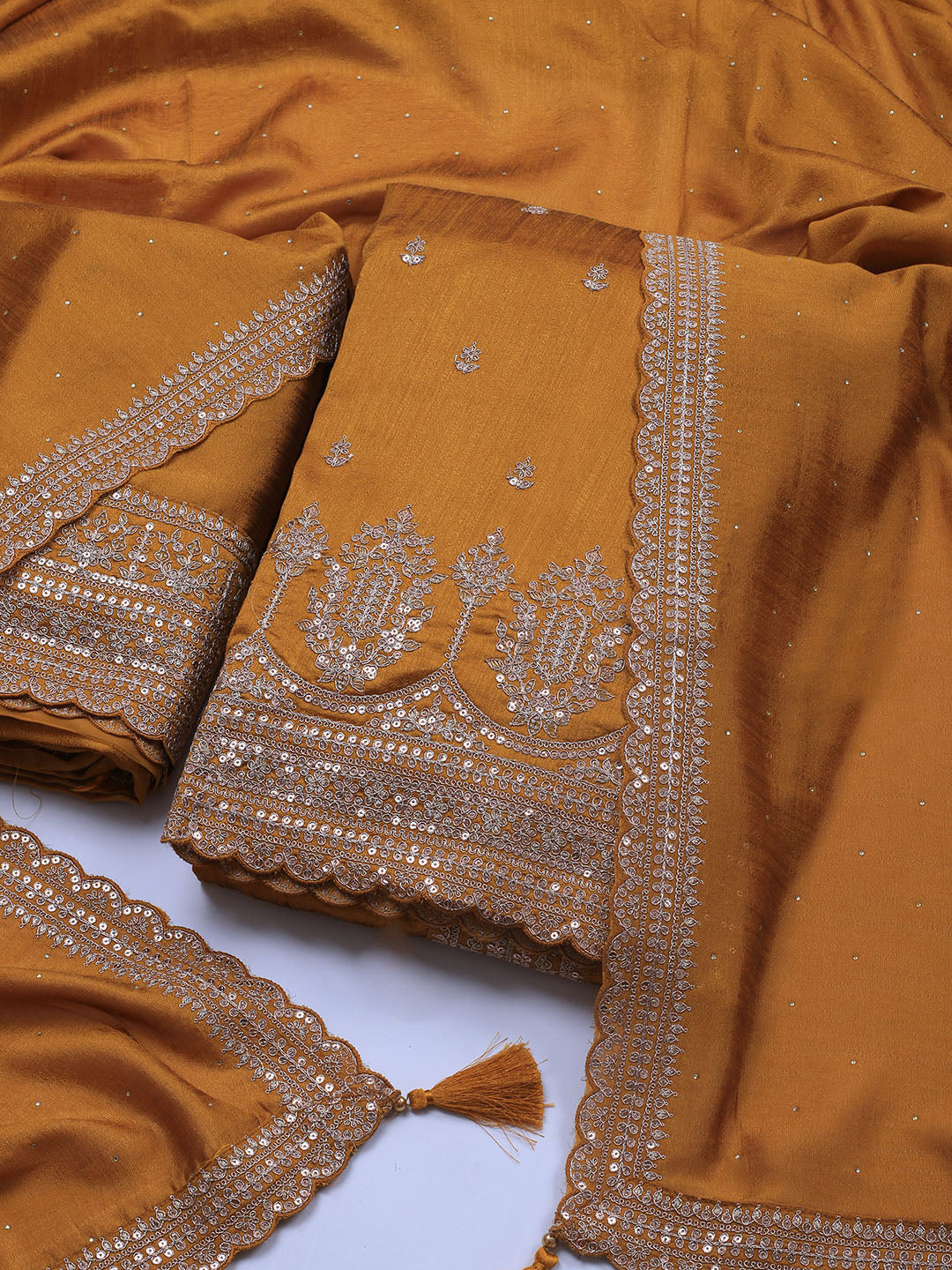 Sequence Art Silk Unstitched Suit Piece With Dupatta