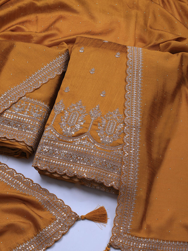 Sequence Art Silk Unstitched Suit Piece With Dupatta