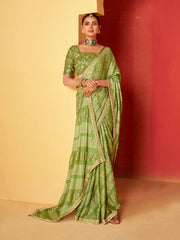 Bandhani Printed Chiffon Woven Saree