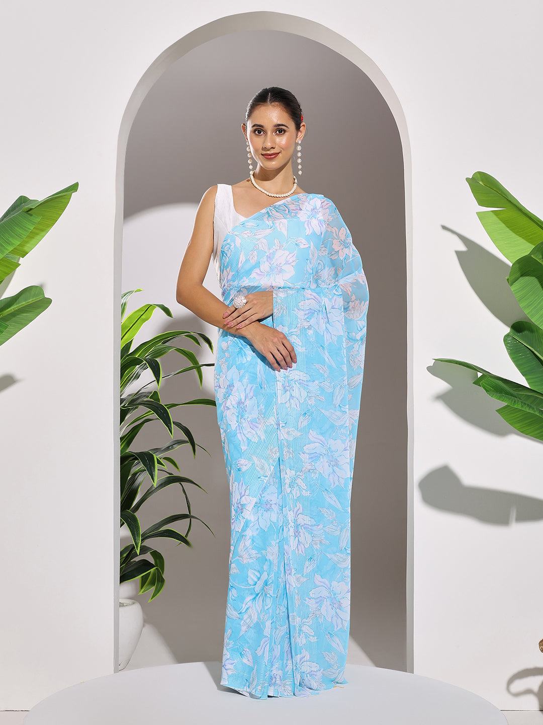 Floral Printed Georgette Saree