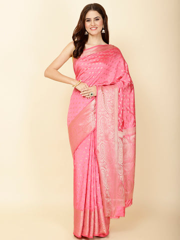 Zari Border Booti Woven Handloom Saree