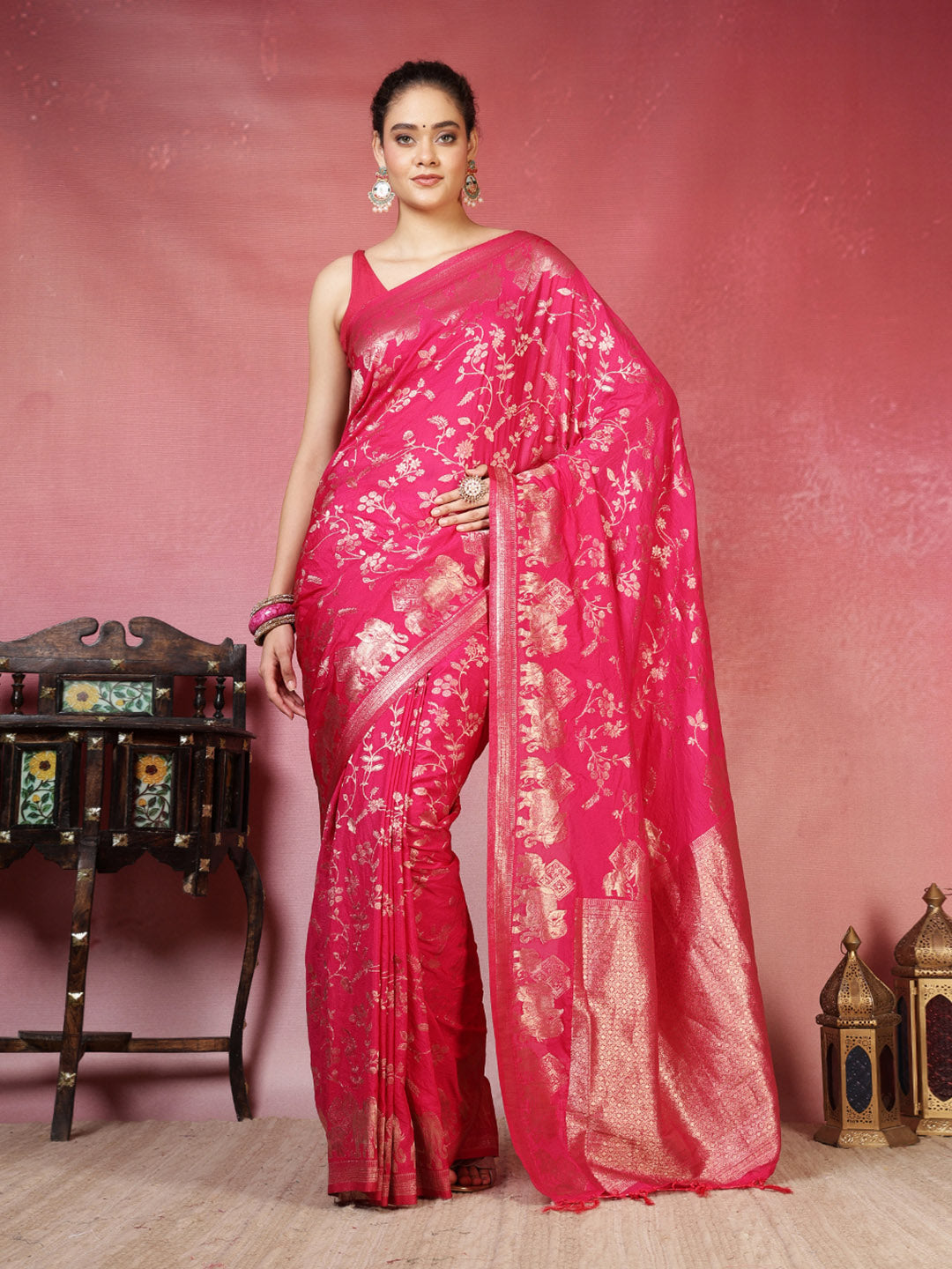 Embroidered Crepe Saree