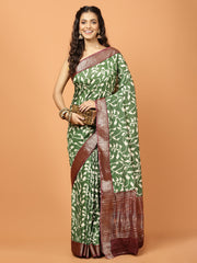 Floral Printed Art Silk Woven Saree