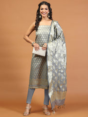 Woven Chanderi Unstitched Suit With Dupatta