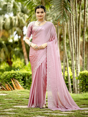 Cutdana Embroidered Chinnon Saree