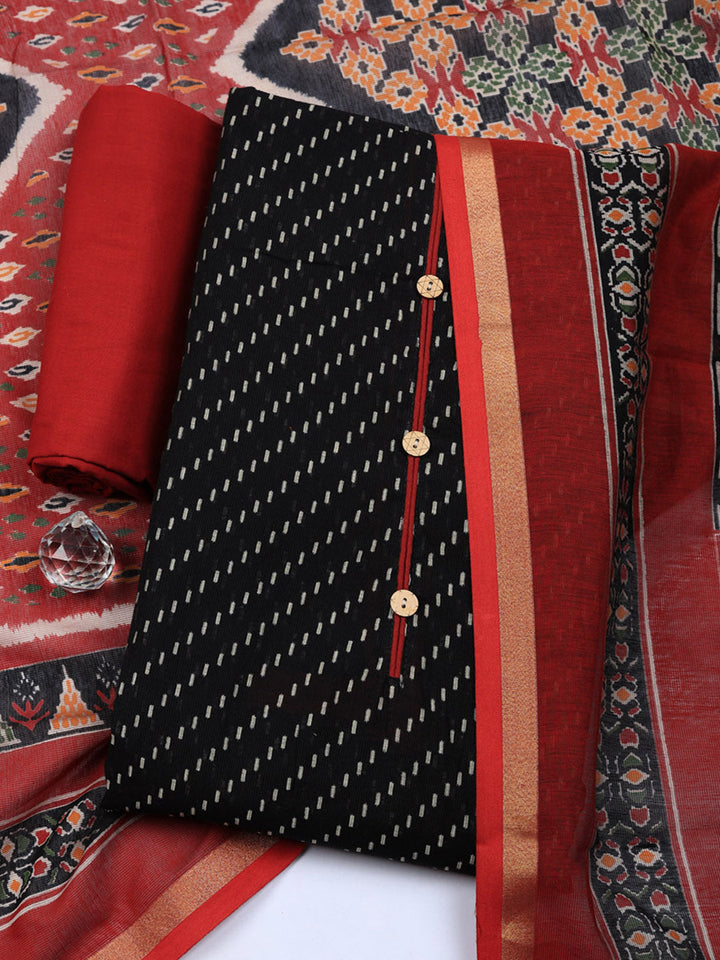 Embroidered Cotton Blend Unstitched Suit With Pant &amp; Dupatta