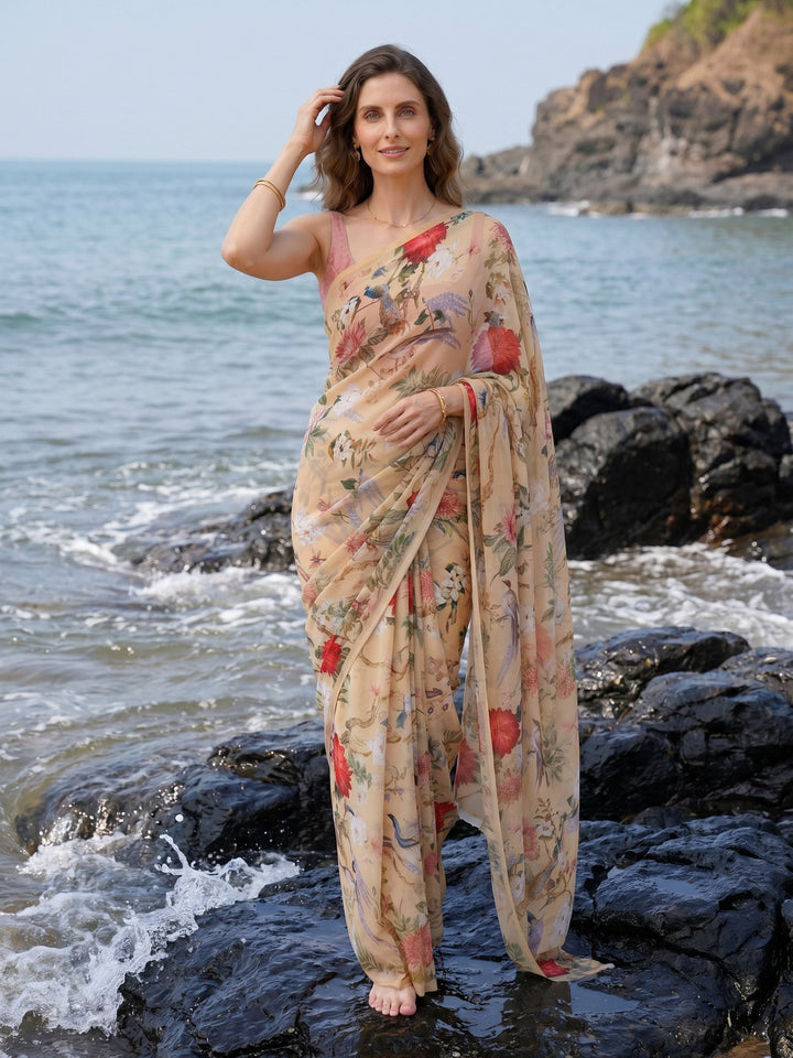 Digital Print Chiffon Saree