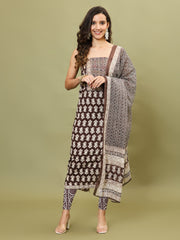 Printed Cotton Unstitched Suit Piece With Dupatta