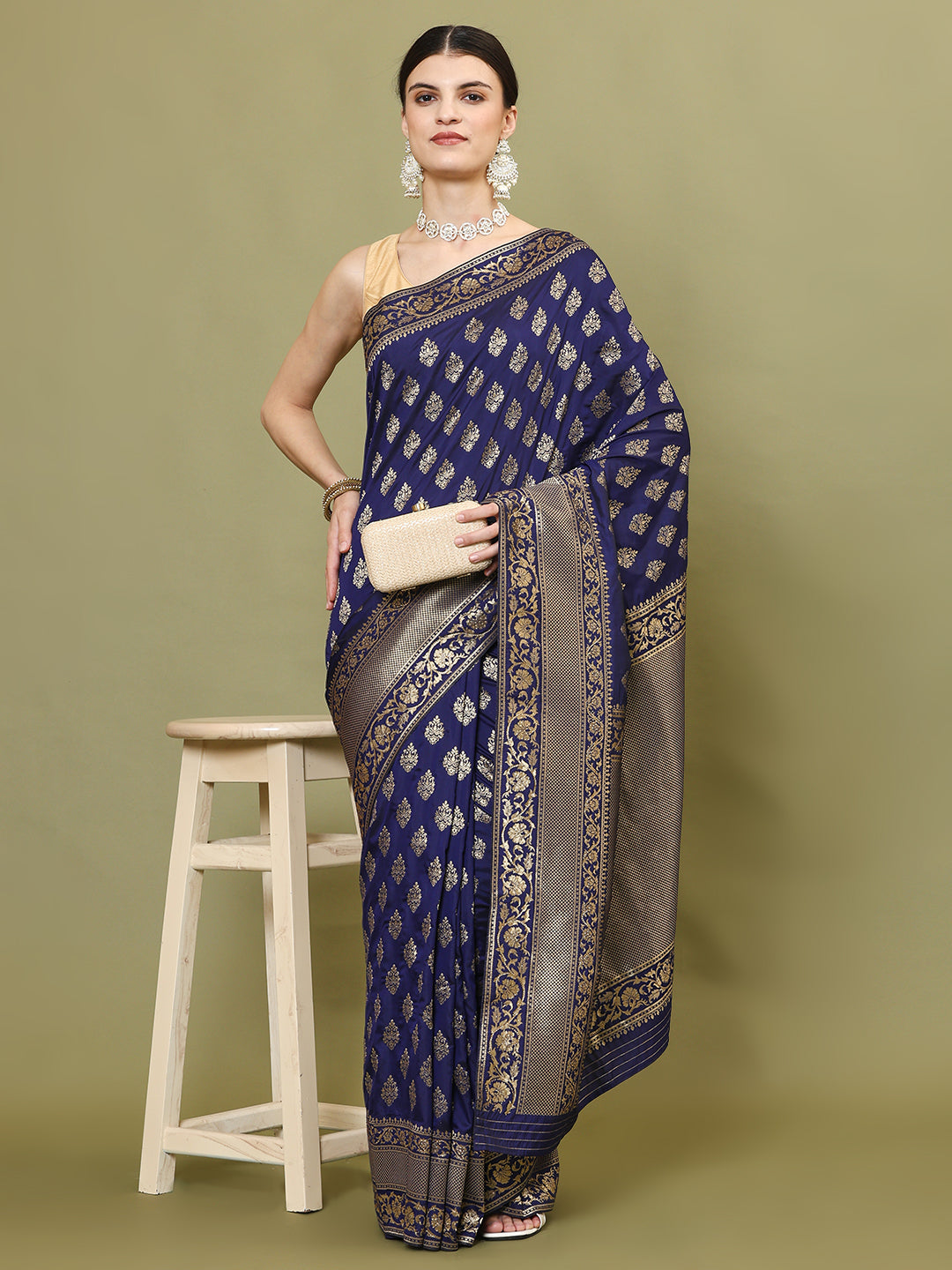 Stone Embroidery Banarasi Woven Saree