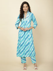 Printed Cotton Kurta With Pants