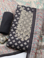Embroidered Cotton Blend Unstitched Suit With Pant & Dupatta