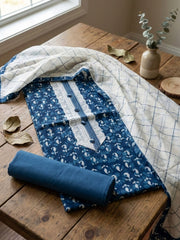 Printed Cotton Blend Unstitched Suit With Pant & Dupatta