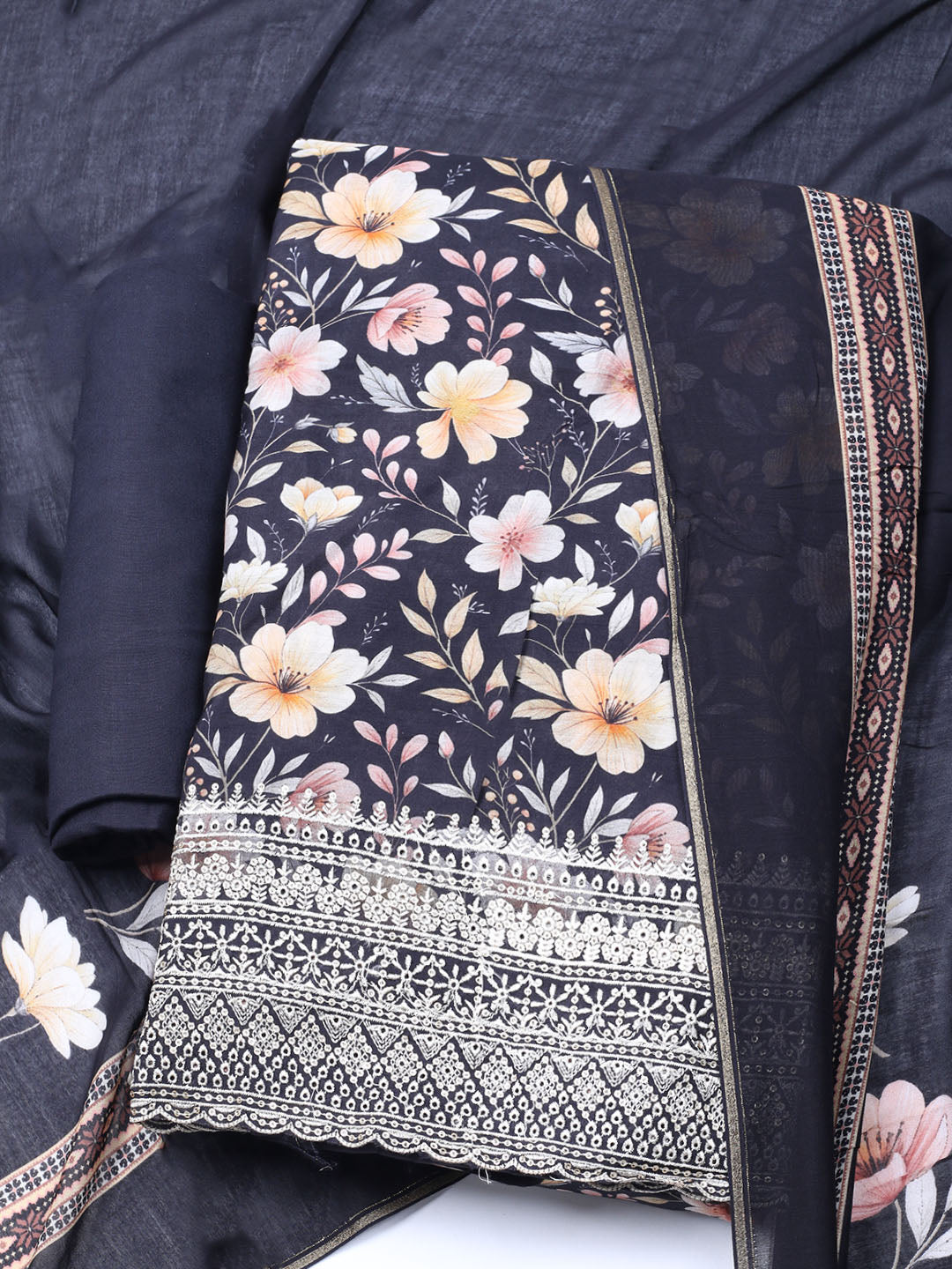 Printed Muslin Unstitched Suit With Dupatta
