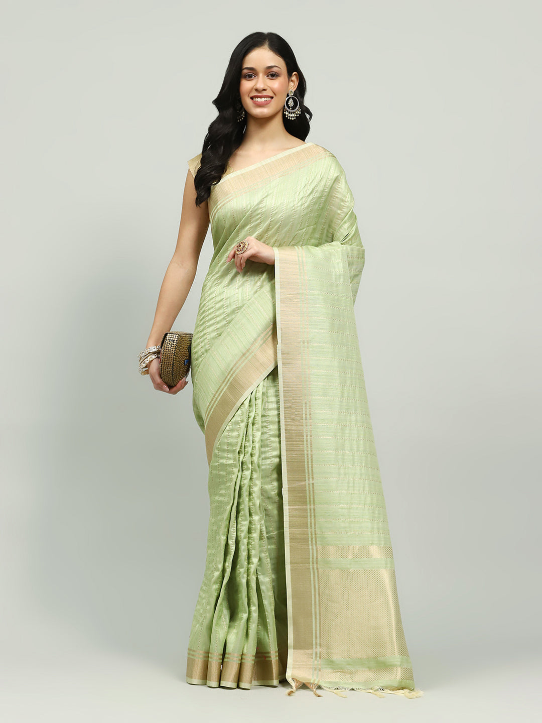 Embroidered Border Booti Art Silk Saree