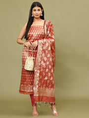 Woven Chanderi Unstitched Suit With Dupatta