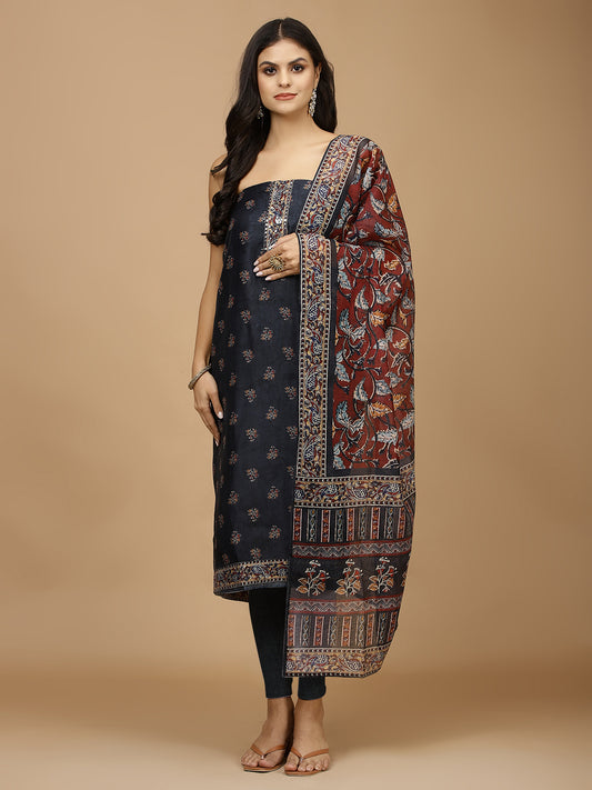 Printed Chanderi Unstitched Suit With Dupatta