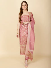 Floral Woven Chanderi Unstitched Suit Piece With Dupatta