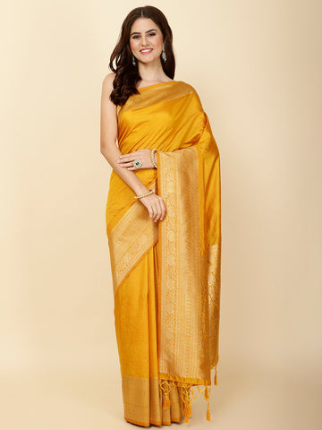 Plain Zari Border Woven Handloom Saree