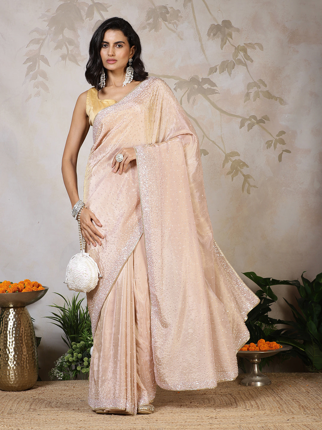 Sequence Embroidery Tissue Saree