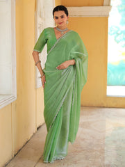 Embroidered Chinon Saree
