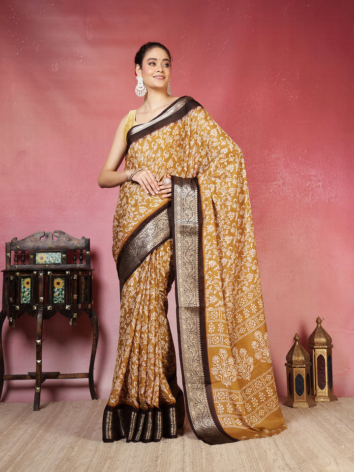 Floral Printed Art Silk Saree