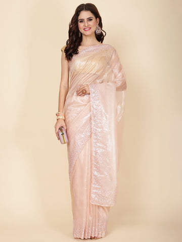 Sequence Embroidery Tissue Saree