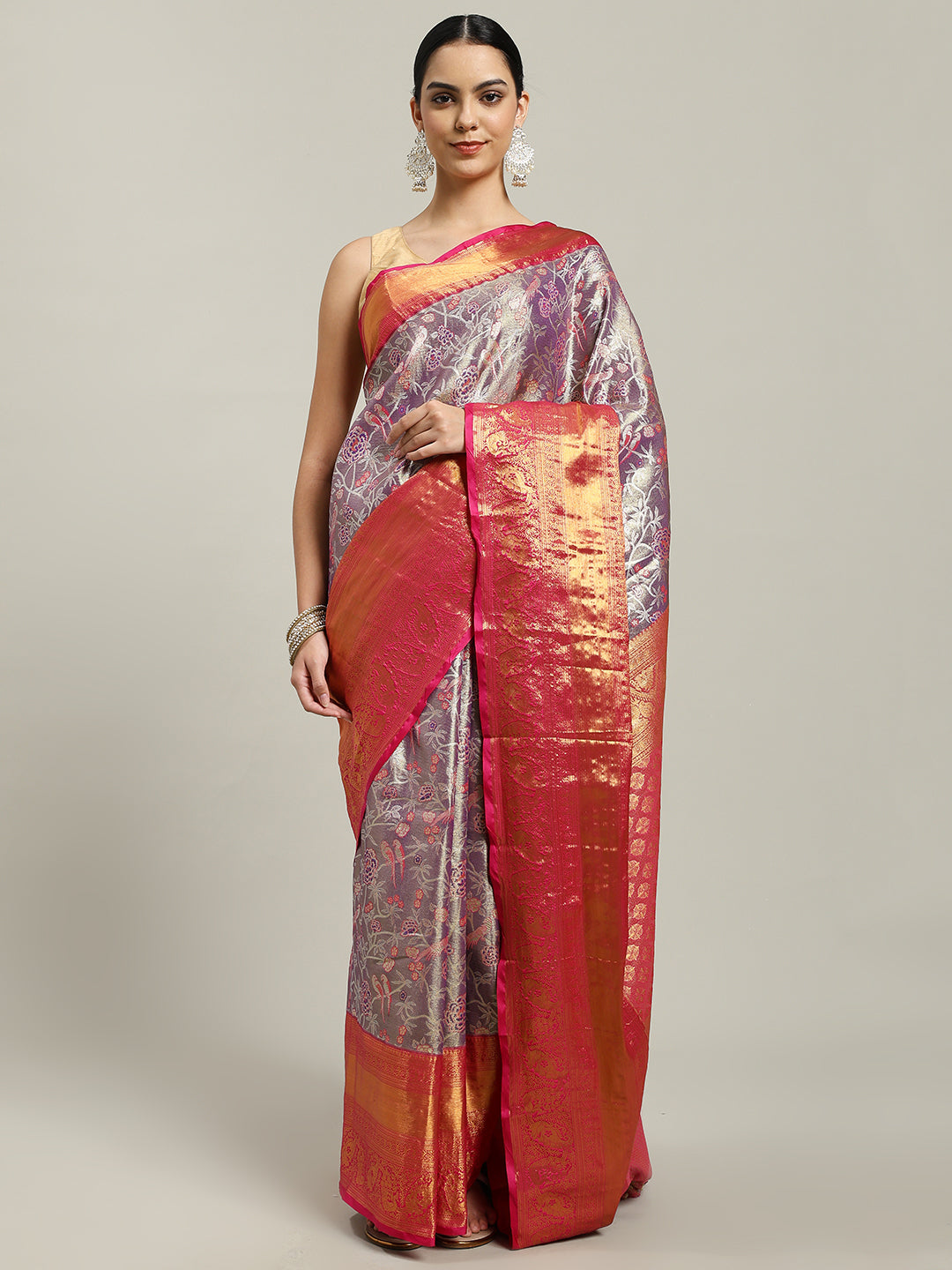 Woven Brodcade Zari Jaal Art Silk Saree