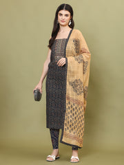 Printed Cotton Blend Unstitched Suit Piece With Dupatta