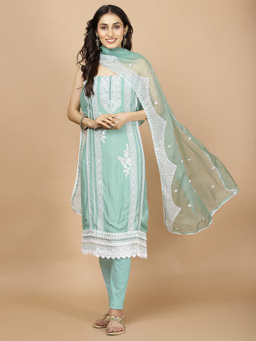 Neck Embroidered Muslin Unstitched Suit Piece With Dupatta