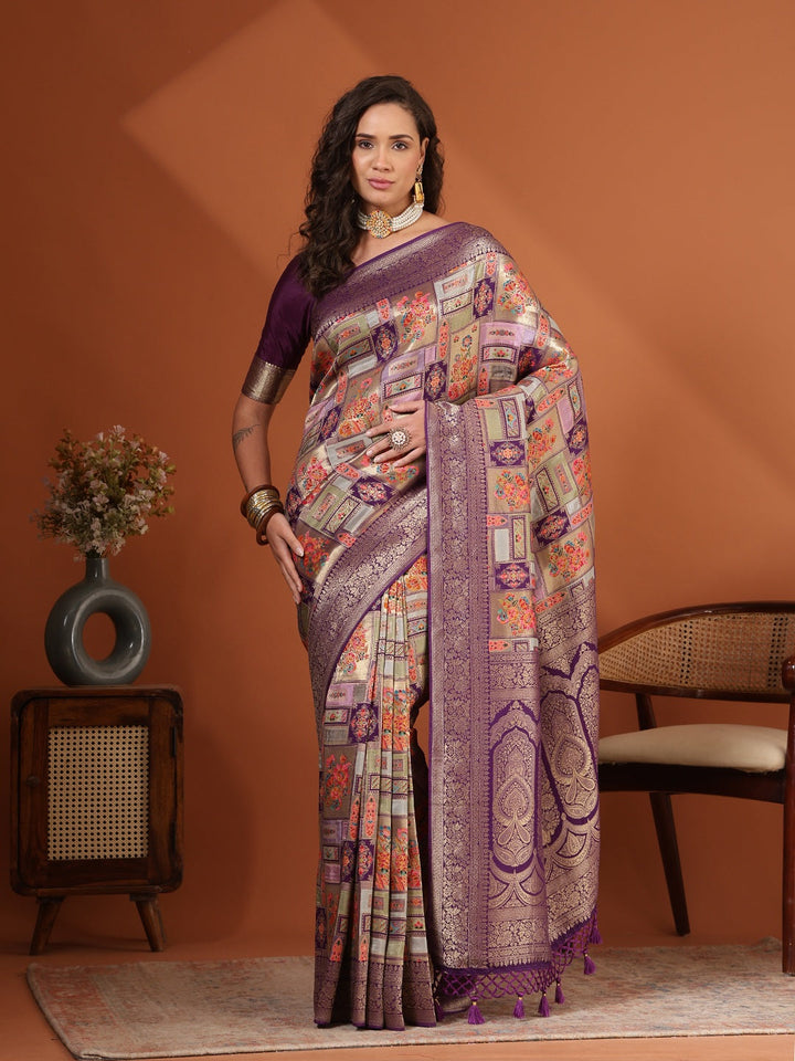 Woven Design Satin Saree