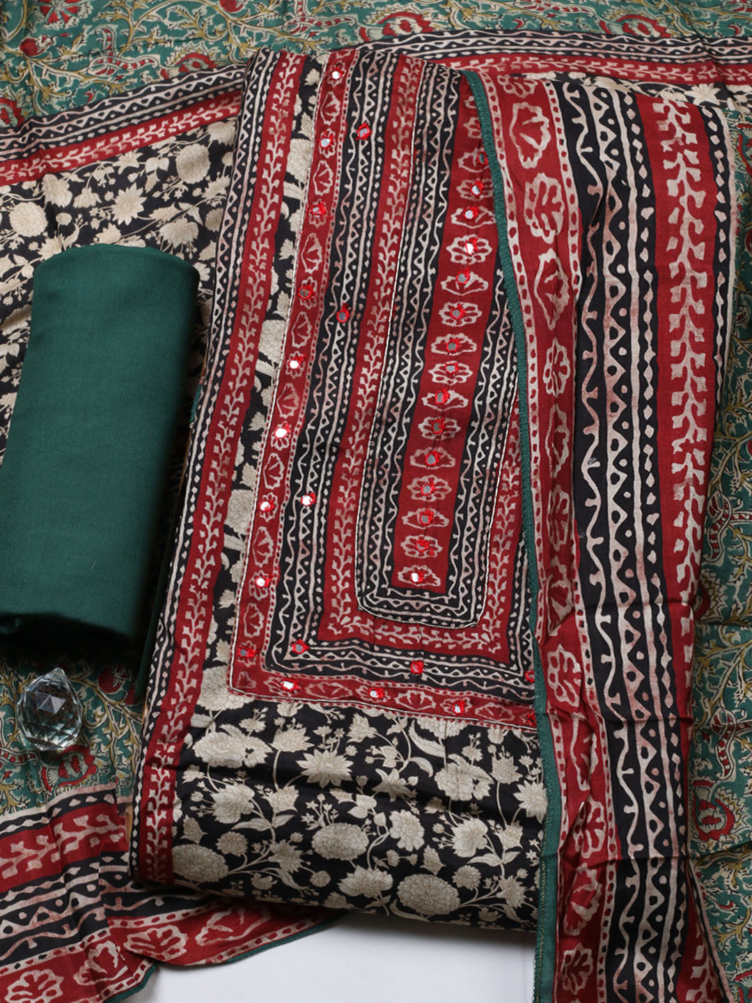 Printed Muslin Unstitched Suit With Pant &amp; Dupatta