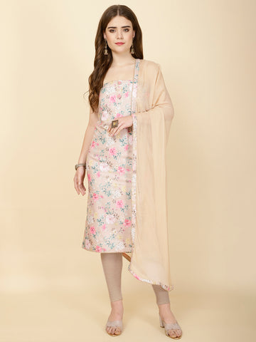 Neck Patti Printed Cotton Unstitched Suit Piece With Dupatta