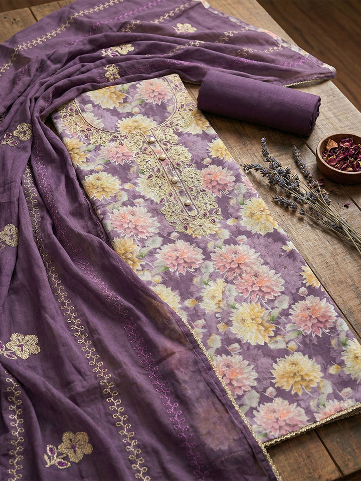 Embroidered Cotton Unstitched Suit With Pant