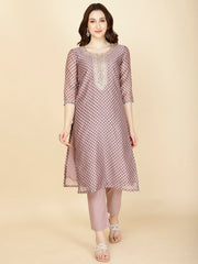 Floral Printed Chanderi Kurta With Pants