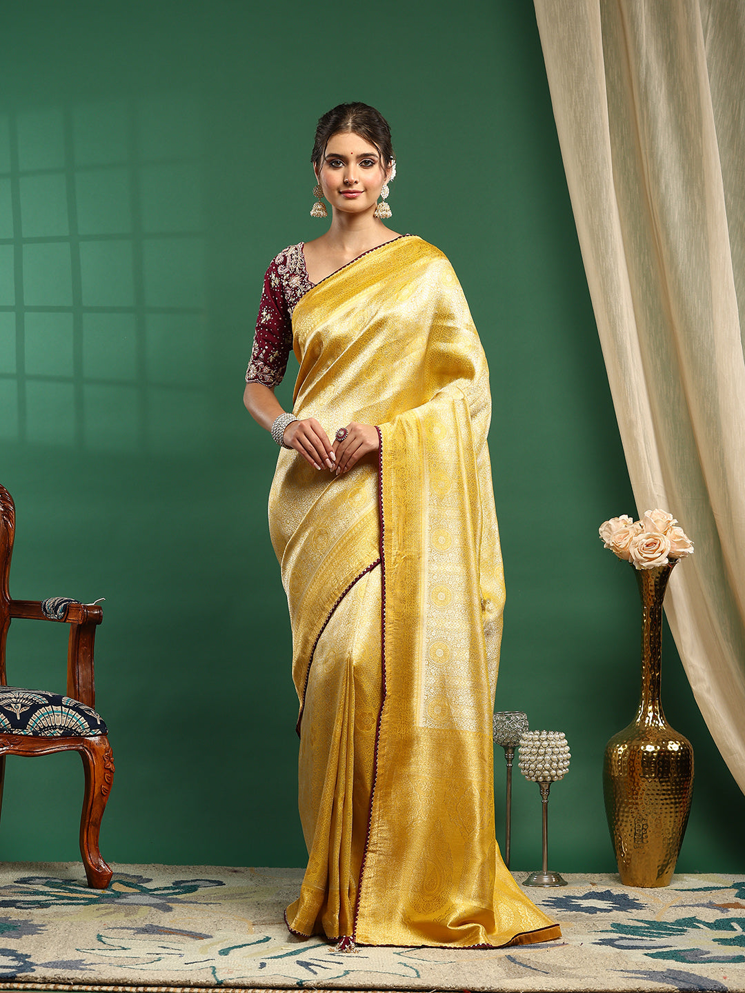 Embroidered Dola Silk Saree