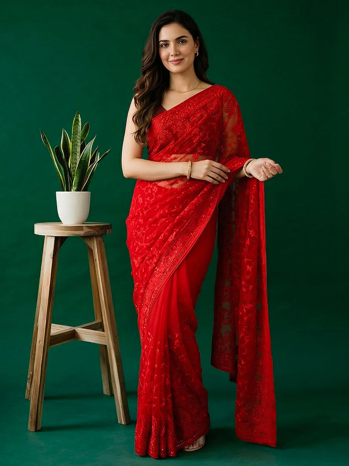 Embroidered Georgette Saree