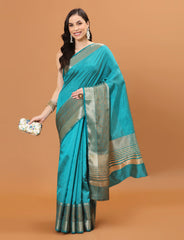 Plain Zari Border Handloom Saree