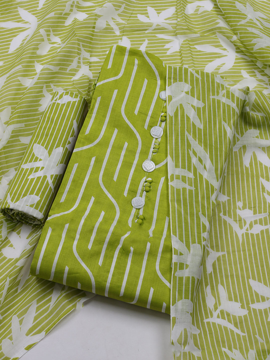 Printed Cotton Blend Unstitched Suit With Dupatta
