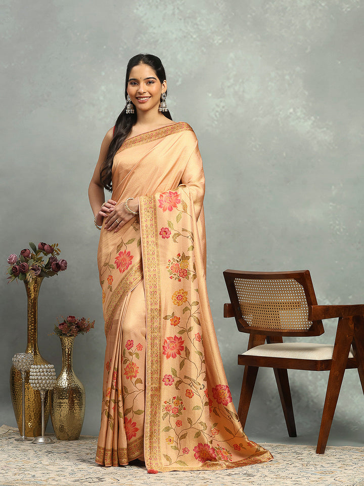 Floral Printed Woven Design Dola Silk Saree
