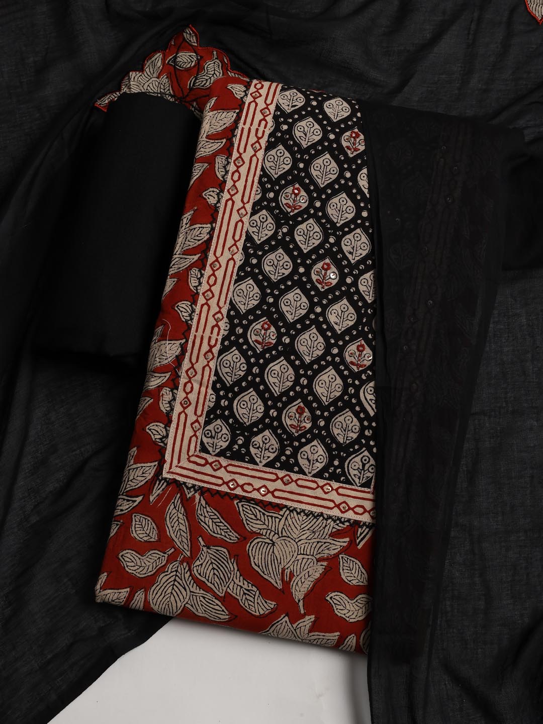 Printed Cotton Blend Unstitched Suit With Dupatta