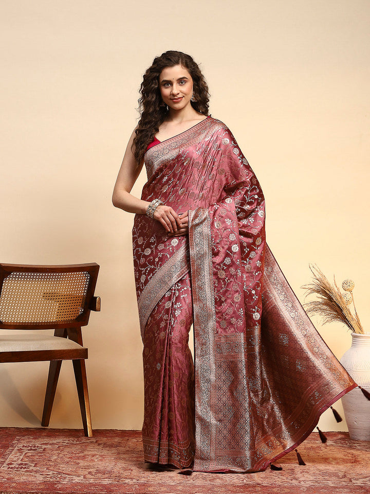 Embroidered Satin Saree