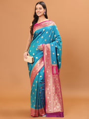 Zari Border Booti Woven Handloom Saree