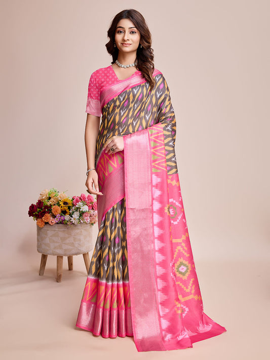 Patola Zari Border Art Silk Woven Saree