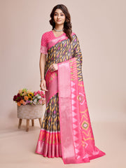 Patola Zari Border Art Silk Woven Saree