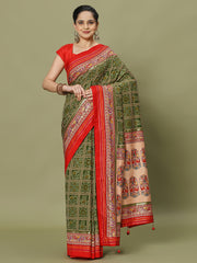 Bandhani Printed Art Silk Woven Saree