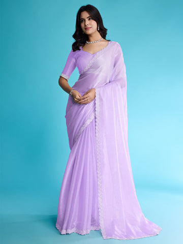 Stone Work Border Chiffon Saree