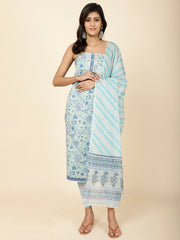 Printed Cotton Unstitched Suit Piece With Dupatta