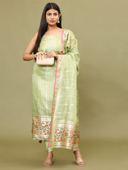 Woven Tissue Unstitched Suit Piece With Dupatta