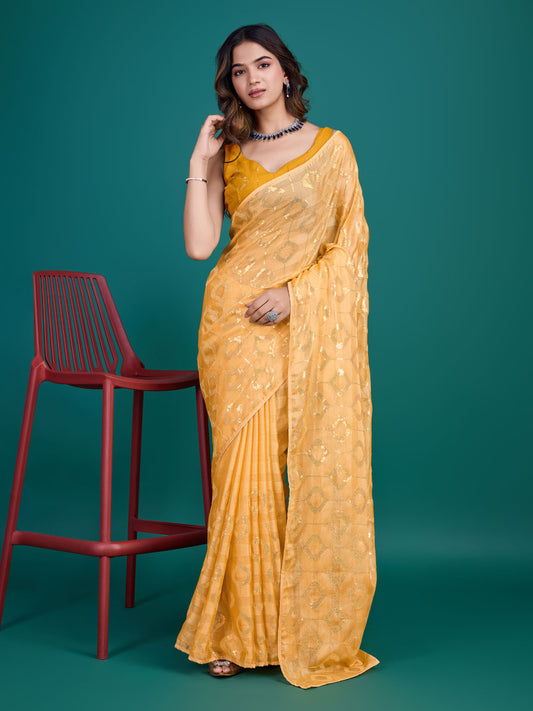 Sequence Embroidery Georgette Saree